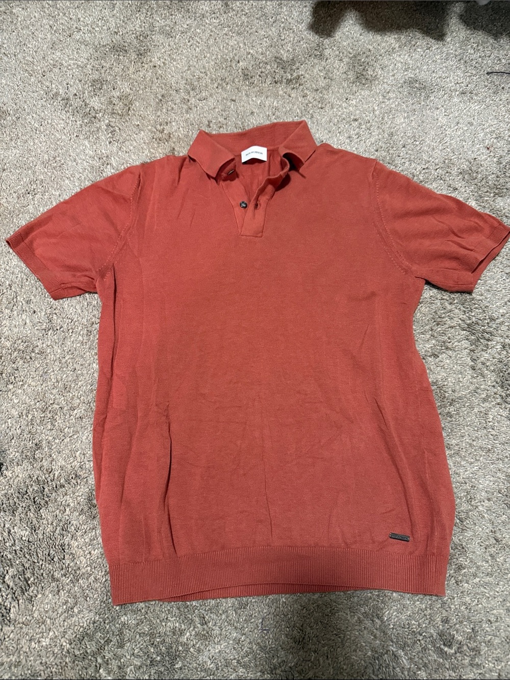 Roy Robson Men's Short-Sleeve Knit Polo Shirt in Rust